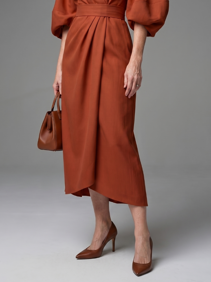 V-Neck Wrap Style Midi Dress - Violet