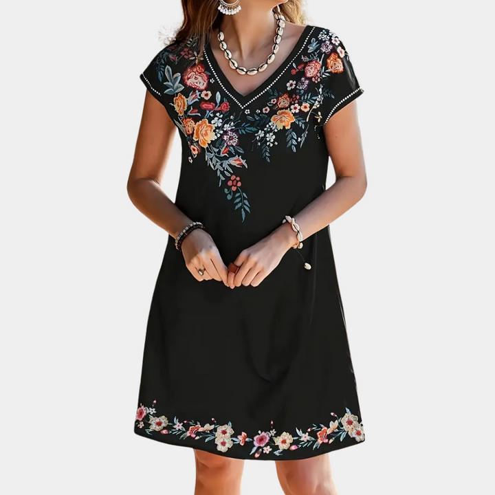 Black Floral Summer Dress - Sofia