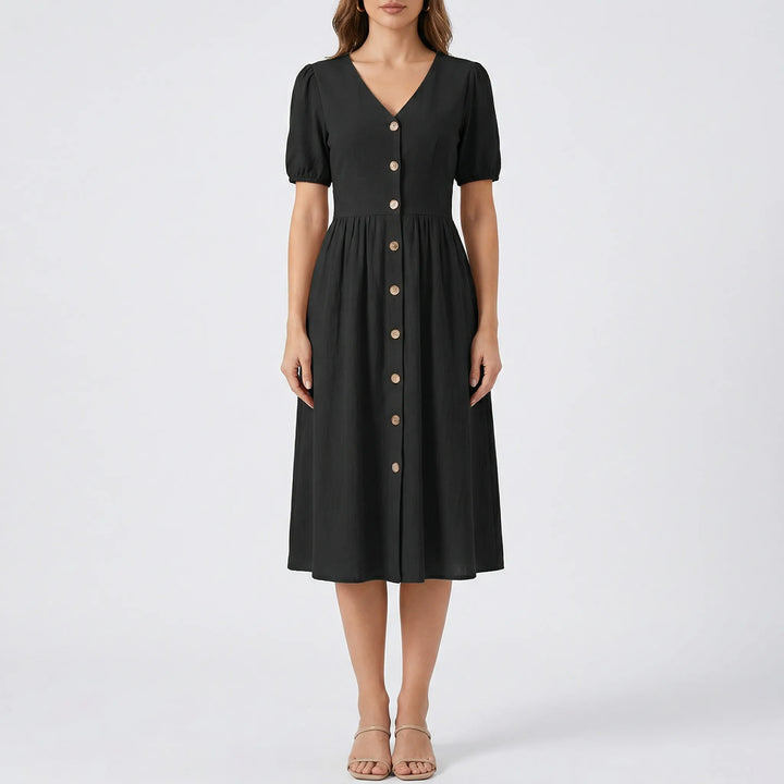 V Ausschnitt Midikleid Mit Knopfleiste - Maxine