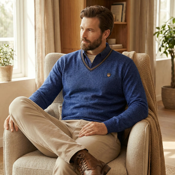 V Ausschnitt Pullover Mit Kragen - Ian