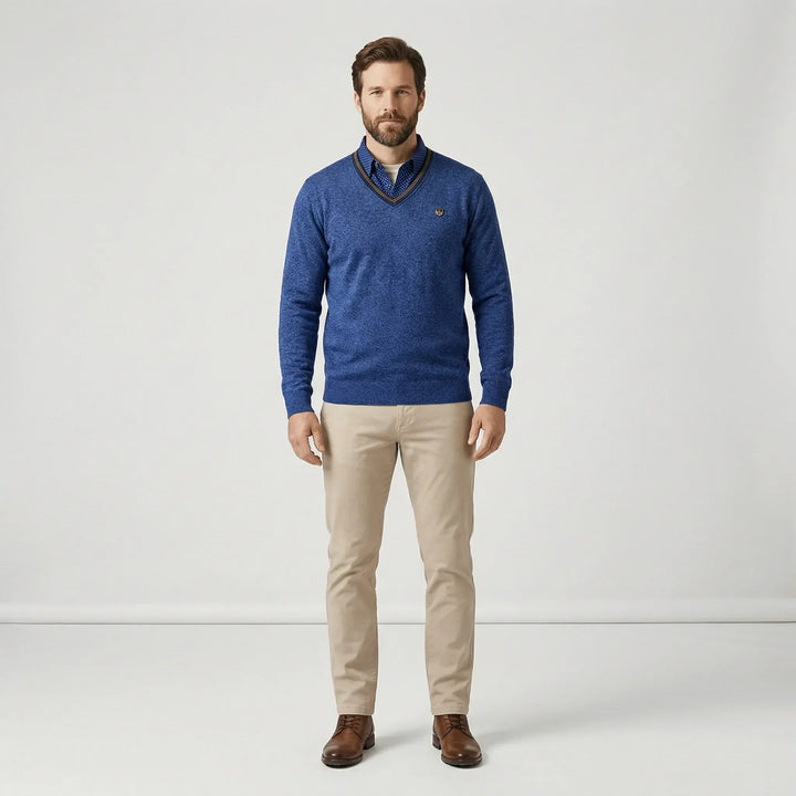 V Ausschnitt Pullover Mit Kragen - Ian