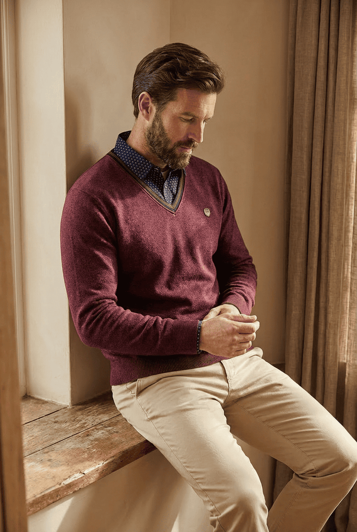 V Ausschnitt Pullover Mit Kragen - Ian