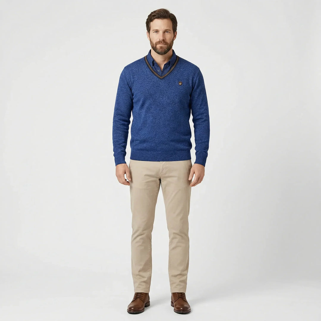 V Ausschnitt Pullover Mit Kragen - Ian