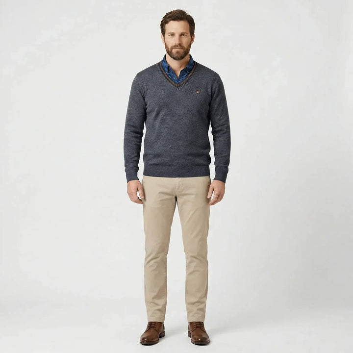 V Ausschnitt Pullover Mit Kragen - Ian