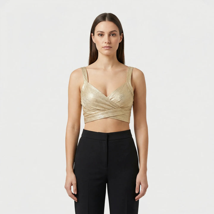 V Ausschnitt Wickel Crop Top - Ceyda