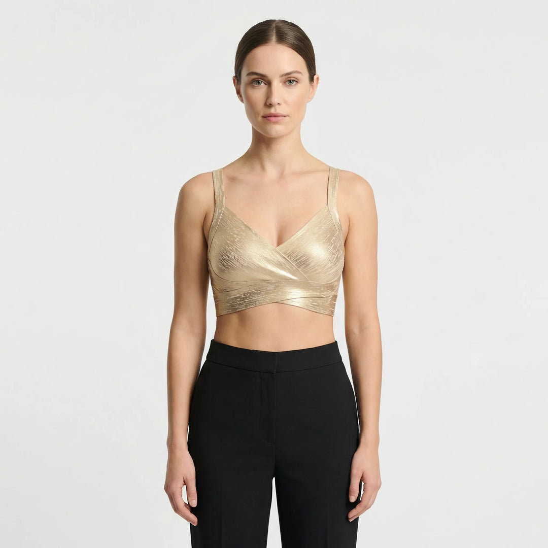V Ausschnitt Wickel Crop Top - Ceyda