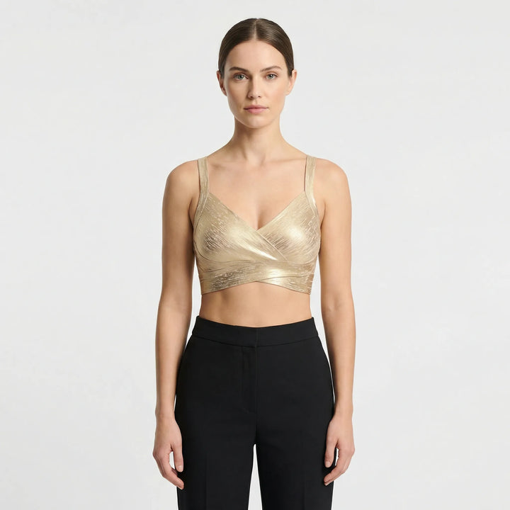 V Ausschnitt Wickel Crop Top - Ceyda