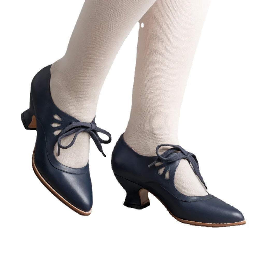 Vintage-Inspired Lace-Up Heeled Shoe - Virginia