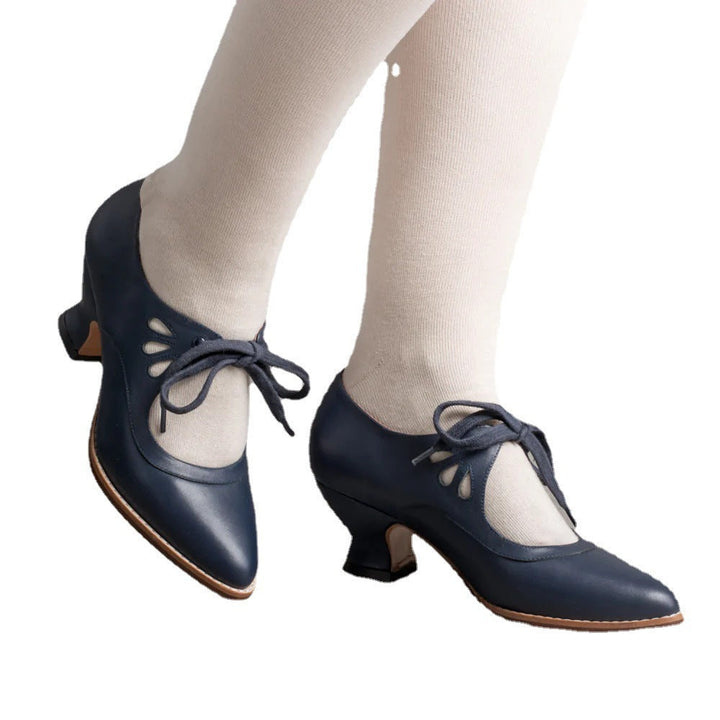 Vintage-Inspired Lace-Up Heeled Shoe - Virginia