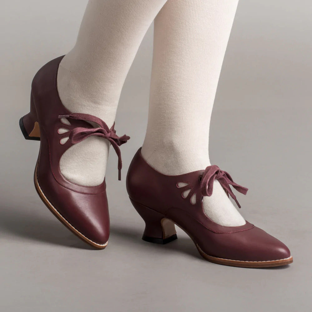 Vintage-Inspired Lace-Up Heeled Shoe - Virginia