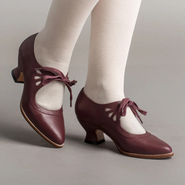 Vintage-Inspired Lace-Up Heeled Shoe - Virginia