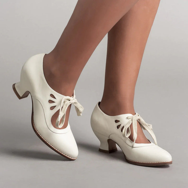 Vintage-Inspired Lace-Up Heeled Shoe - Virginia