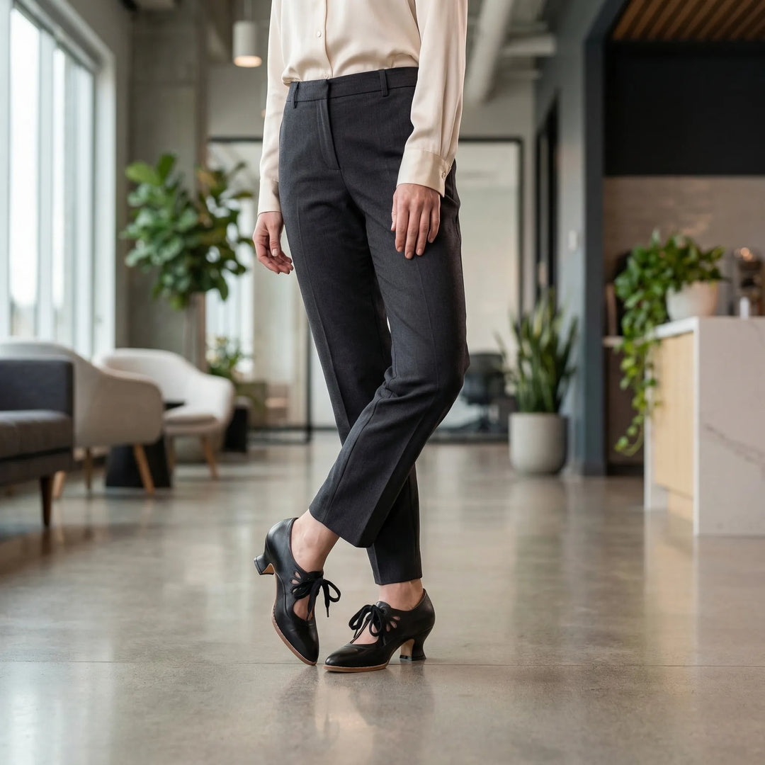 Vintage-Inspired Lace-Up Heeled Shoe - Virginia
