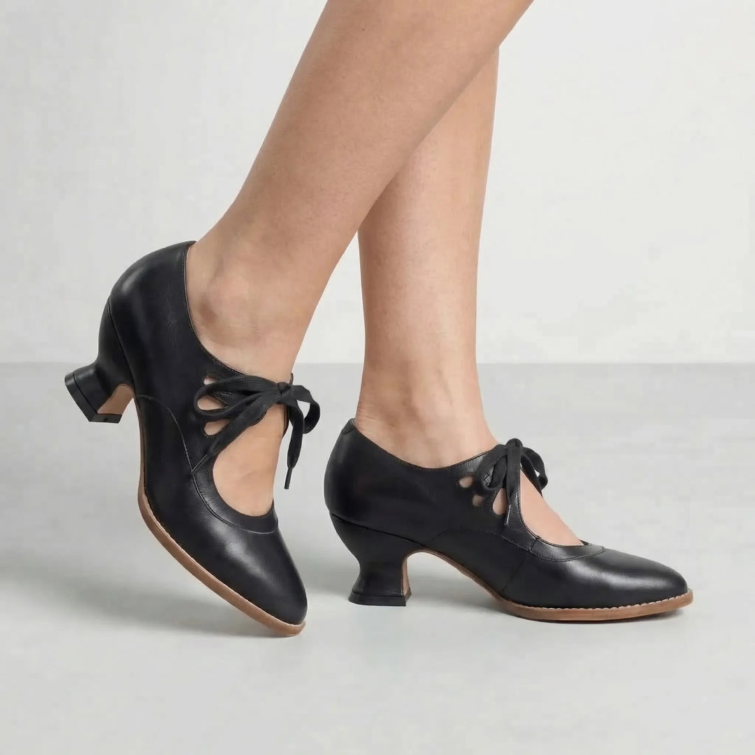 Vintage-Inspired Lace-Up Heeled Shoe - Virginia