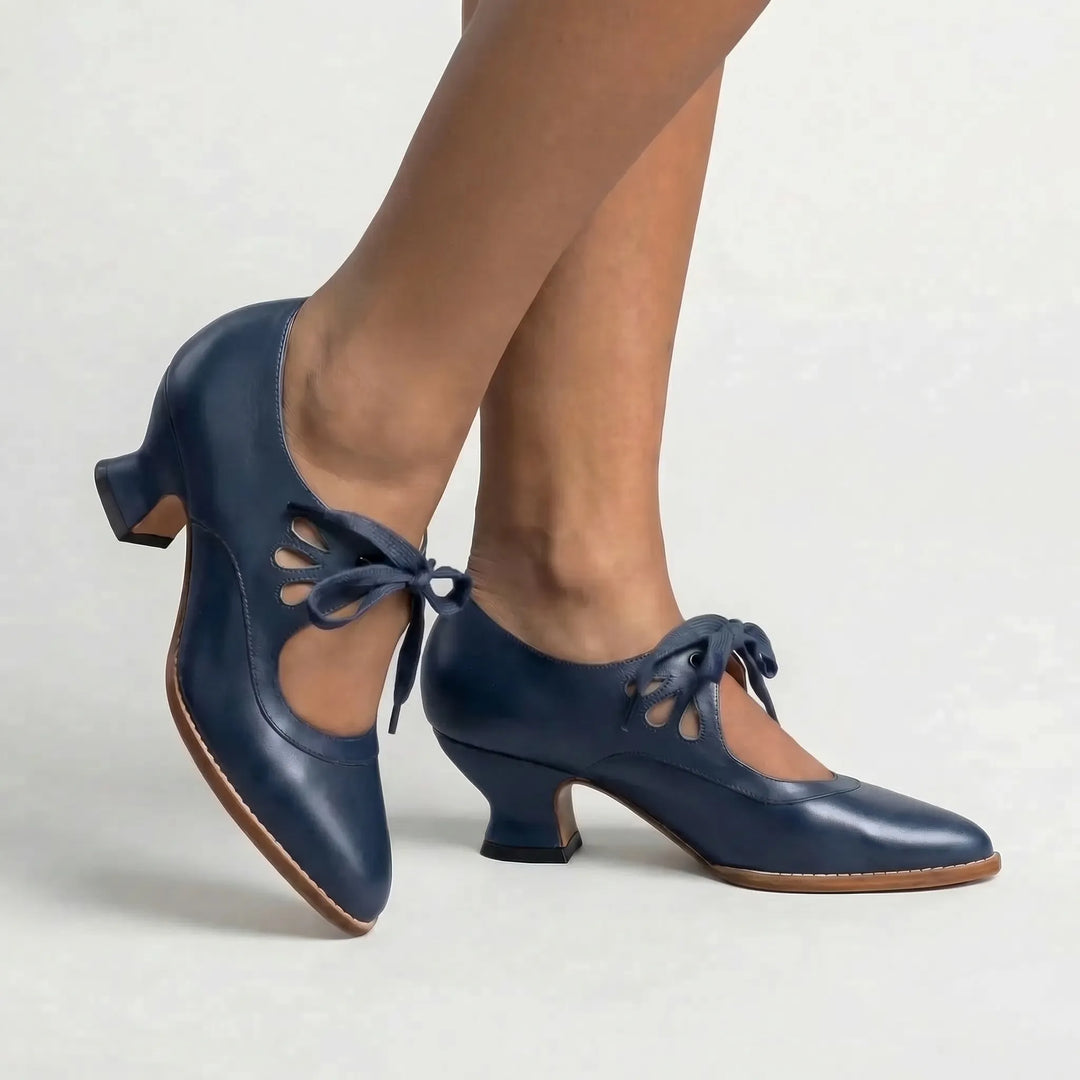 Vintage-Inspired Lace-Up Heeled Shoe - Virginia