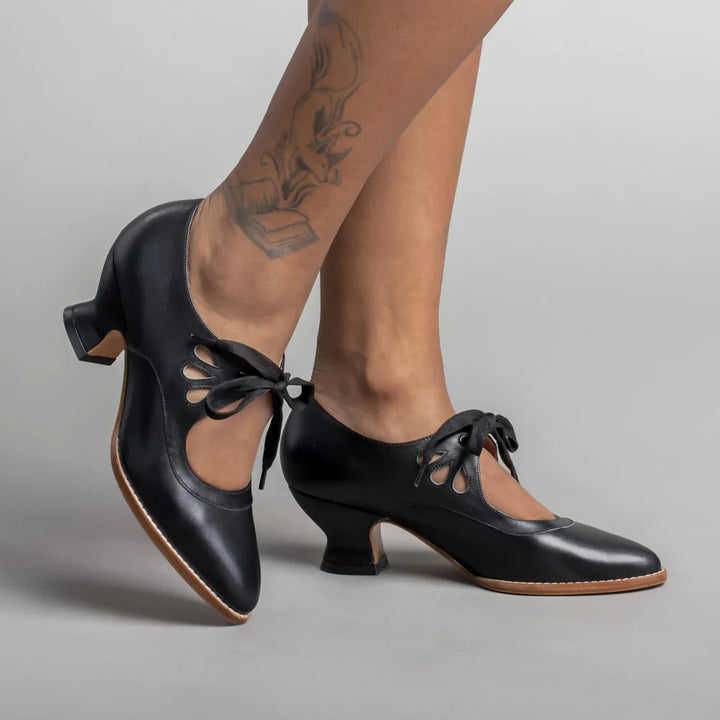 Vintage-Inspired Lace-Up Heeled Shoe - Virginia