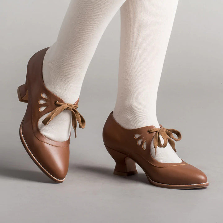 Vintage-Inspired Lace-Up Heeled Shoe - Virginia