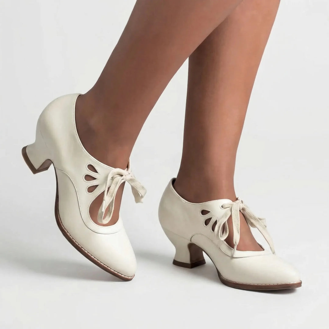 Vintage-Inspired Lace-Up Heeled Shoe - Virginia
