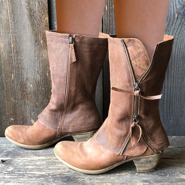 Vintage Cowgirl Mid-Calf Heeled Boot - Myrtle