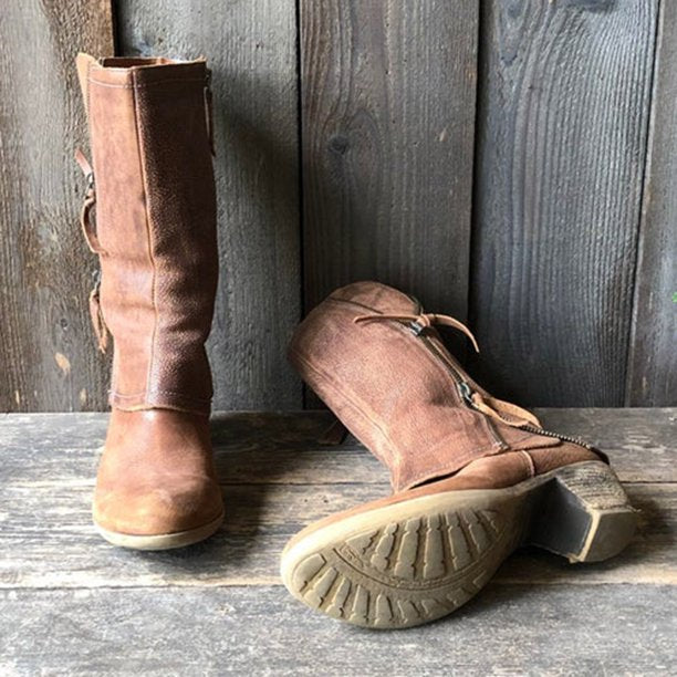 Vintage Cowgirl Mid-Calf Heeled Boot - Myrtle