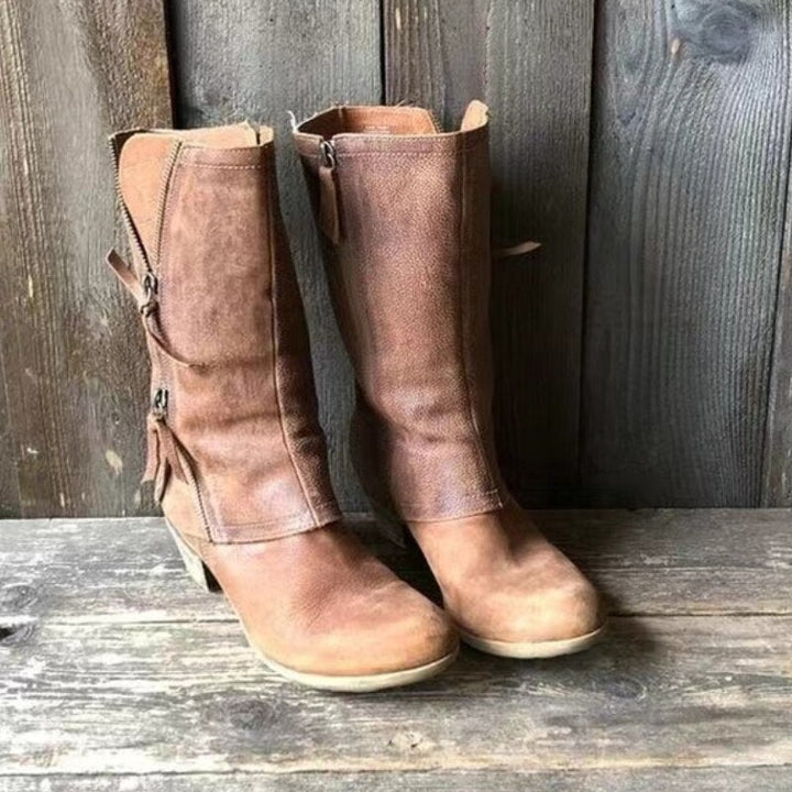 Vintage Cowgirl Mid-Calf Heeled Boot - Myrtle