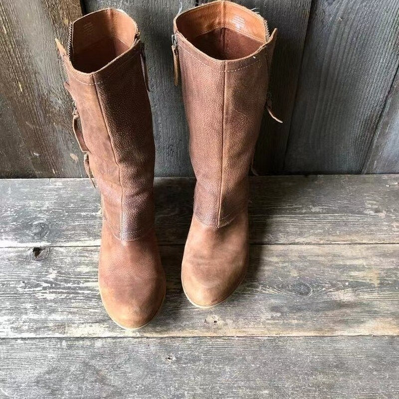 Vintage Cowgirl Mid-Calf Heeled Boot - Myrtle