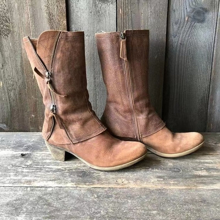 Vintage Cowgirl Mid-Calf Heeled Boot - Myrtle