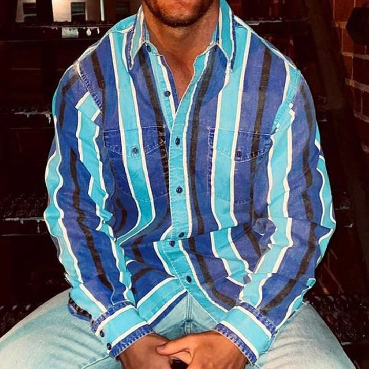 Vintage Stripe Long-Sleeve Button Shirt - Eric