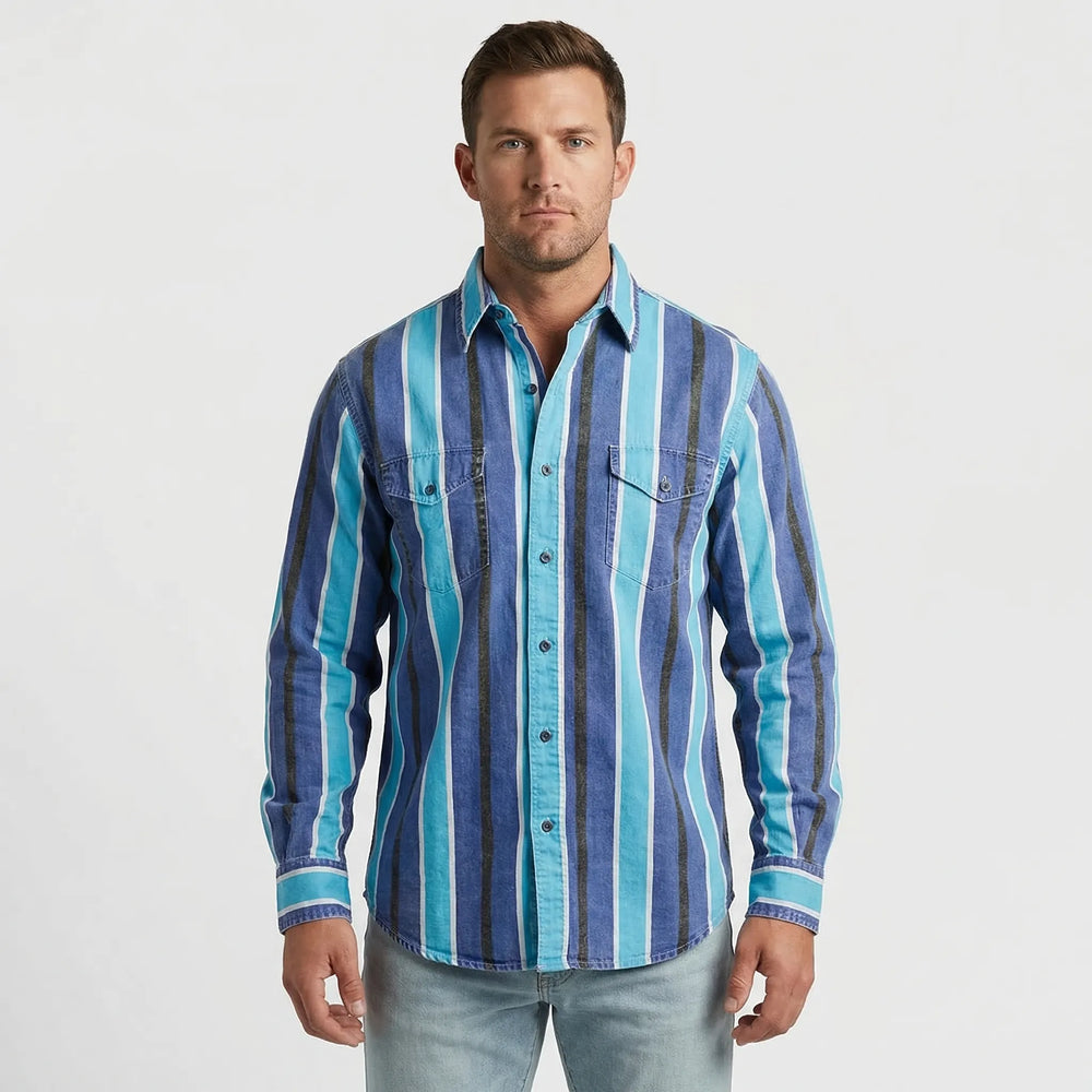 Vintage Stripe Long-Sleeve Button Shirt - Eric