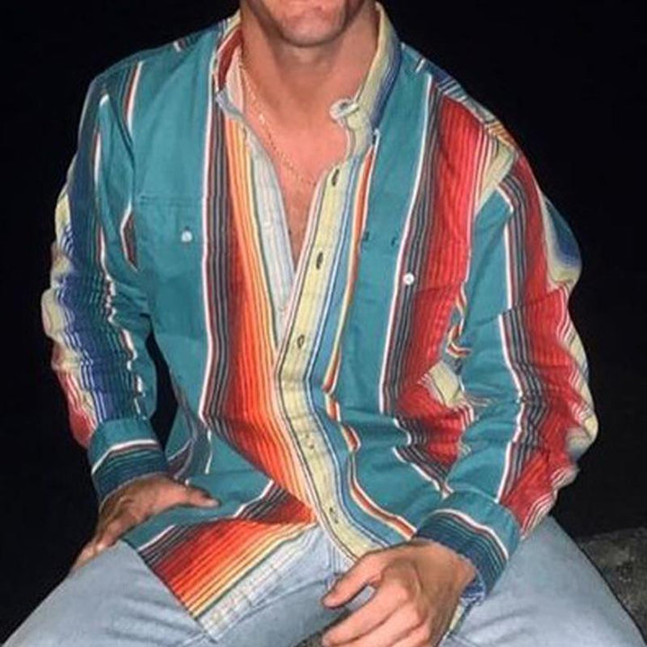 Vintage Stripe Long-Sleeve Button Shirt - Eric