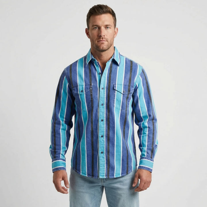 Vintage Stripe Long-Sleeve Button Shirt - Eric