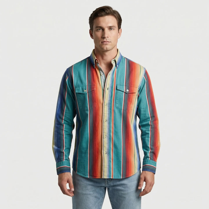 Vintage Stripe Long-Sleeve Button Shirt - Eric