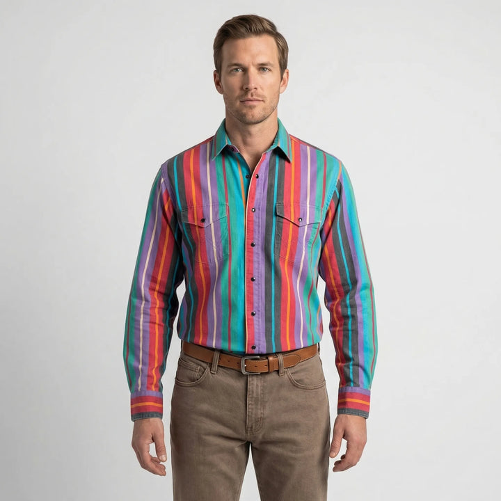 Vintage Stripe Long-Sleeve Button Shirt - Eric