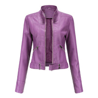 Stylish women's leather jacket in classic design - Marlene