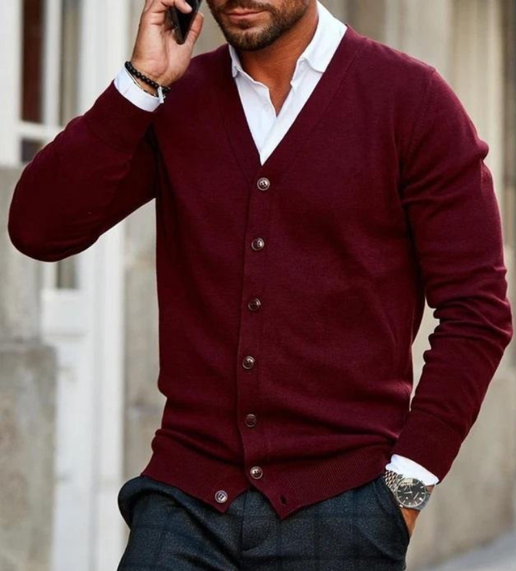 Vorgeformte V Hals Strickjacke - Gino