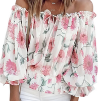 Off-Shoulder Floral Blouse with Ruffles – Fayenne