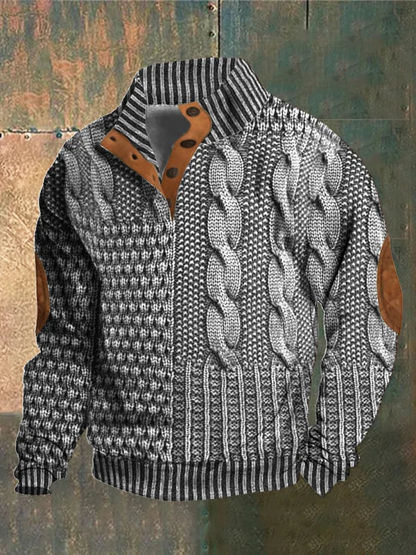 Warm Men's Jumper With Cable-Knit Pattern - Oscar