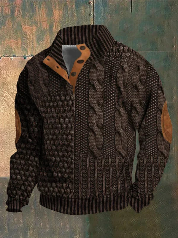 Warm Men's Jumper With Cable-Knit Pattern - Oscar