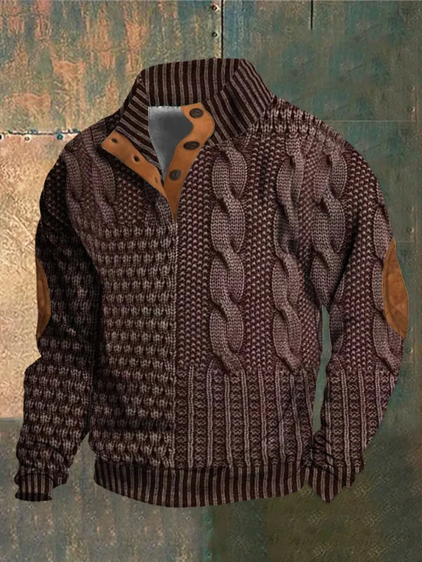 Warm Men's Jumper With Cable-Knit Pattern - Oscar