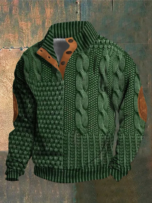 Warm Men's Jumper With Cable-Knit Pattern - Oscar