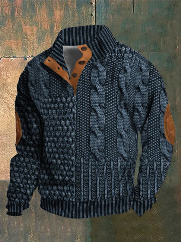 Warm Men's Jumper With Cable-Knit Pattern - Oscar