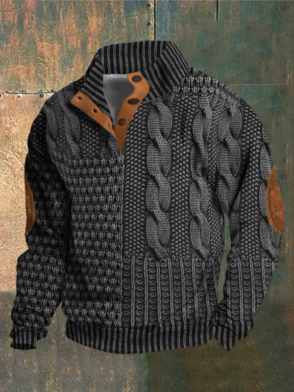 Warm Men's Jumper With Cable-Knit Pattern - Oscar