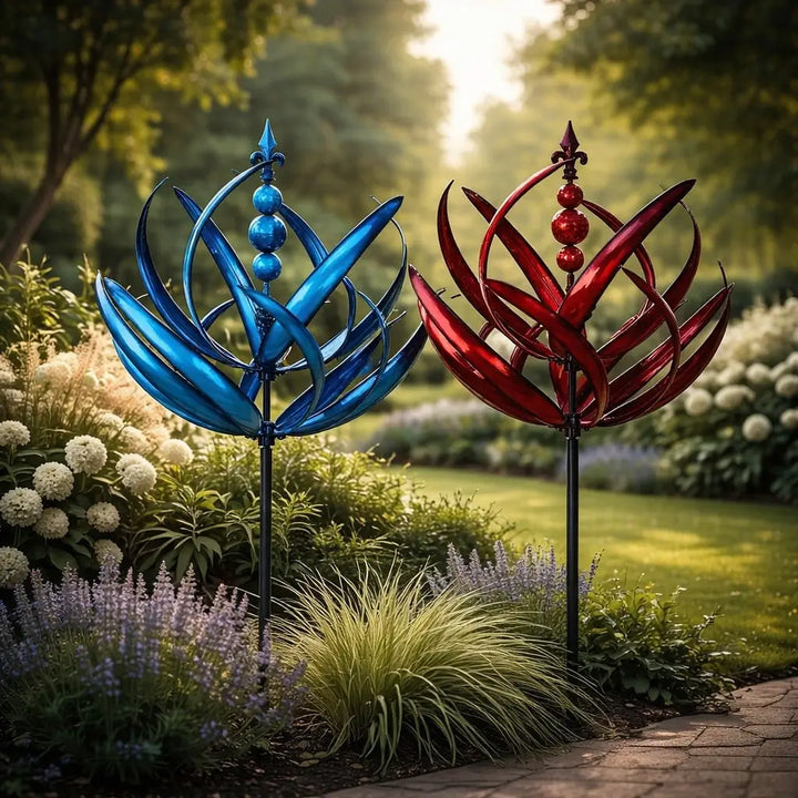 Weathervane Metal Lotus Wind Spinner - Rust-Resistant Garden Decor 4