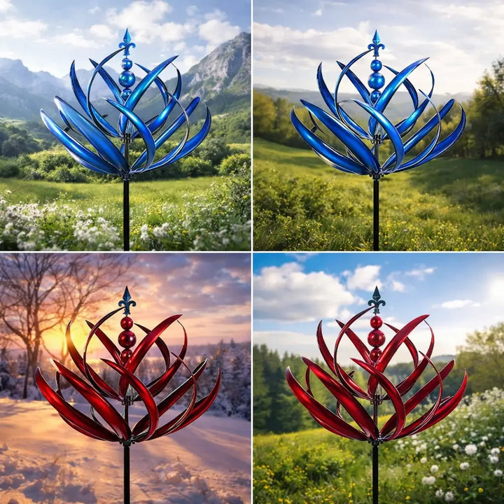 Weathervane Metal Lotus Wind Spinner - Rust-Resistant Garden Decor 7