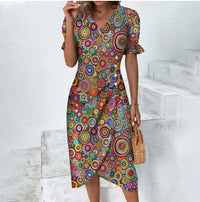 Button dress with V-neck and short sleeves - Luisa