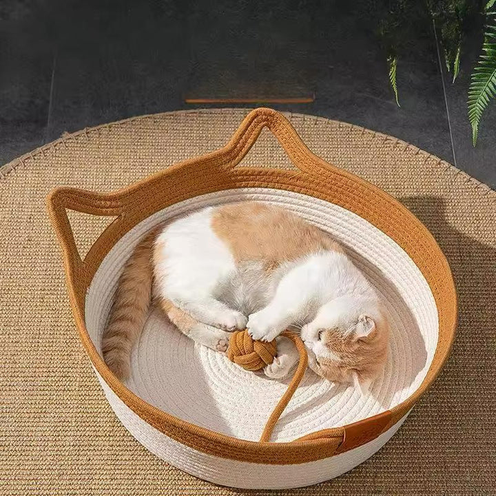 Handgeweven Katoenen Touwbed voor Katten - CozyNest