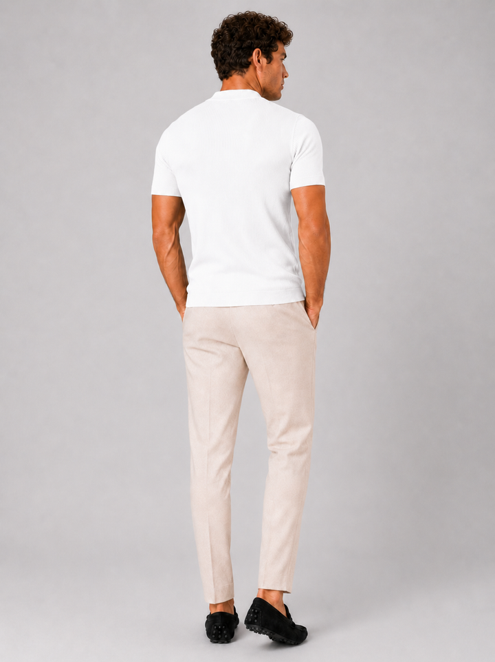 Men's Mock Neck Ribbed T-Shirt Fitted Stretch Short Sleeve Top 14