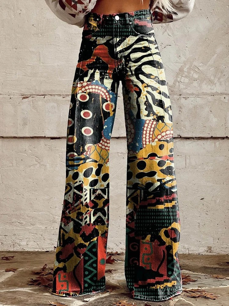 Wide-Leg Floral Print Trousers - Alexis