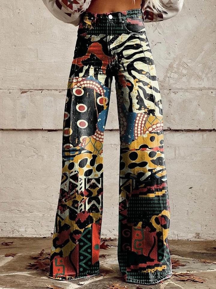 Wide-Leg Floral Print Trousers - Alexis
