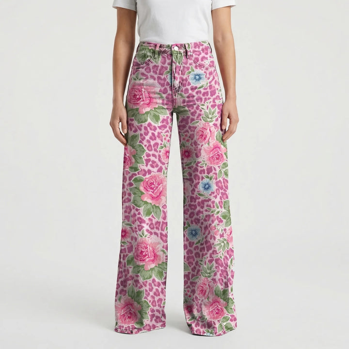 Wide-Leg Floral Print Trousers - Alexis